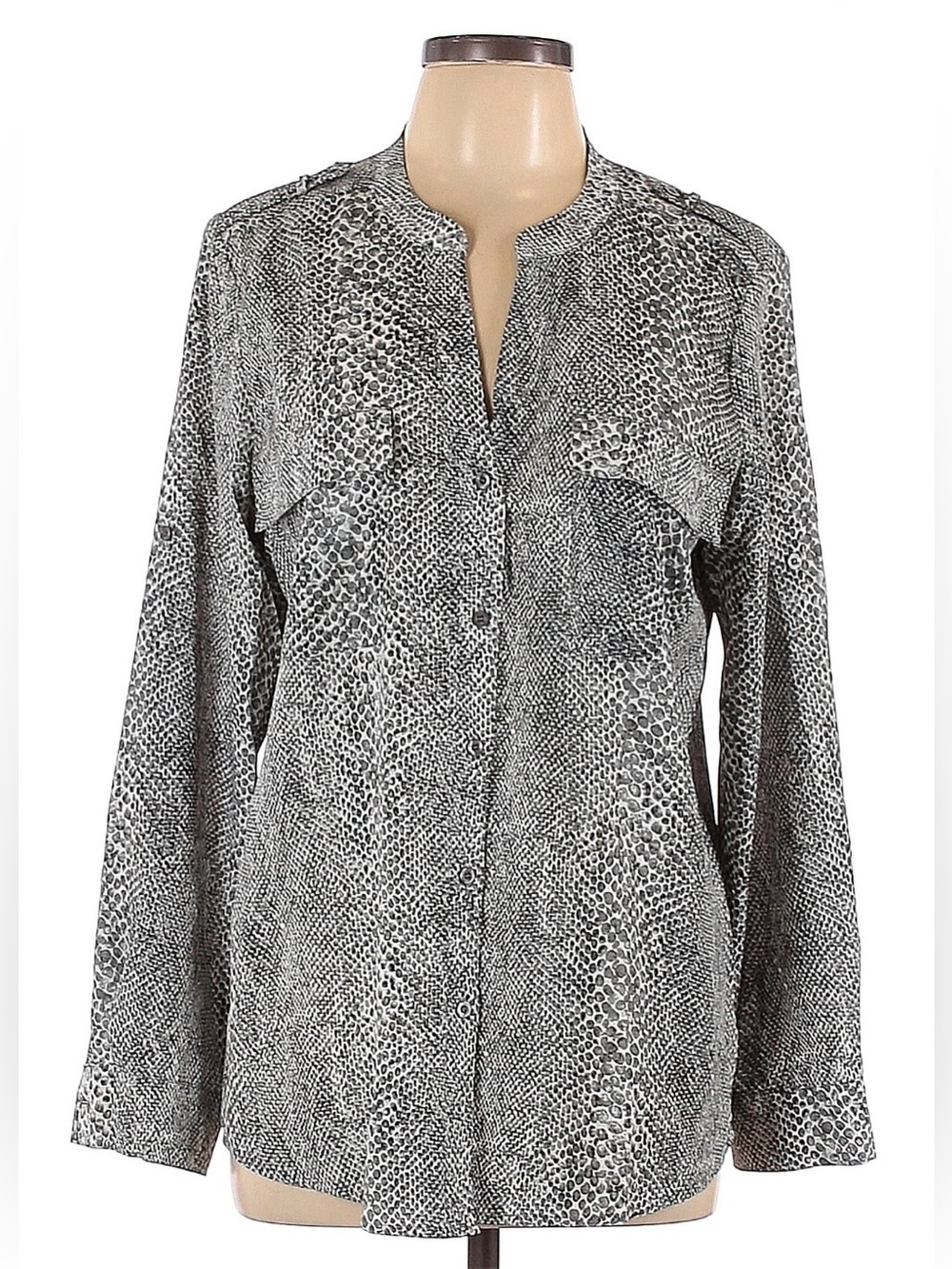 Calvin Klein Shirt with Gray Snake-Print & Button Front